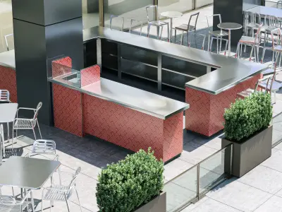 Street cafe or bar furniture set 3D model
