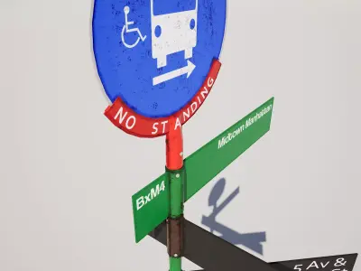 Street Bus Stop Sign 3D model