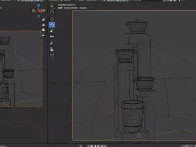4 Tier Free flowing Stone Fountain 3D  Model 3D model