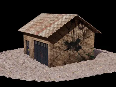 Old Abandoned Workshop Building Free low-poly 3D model