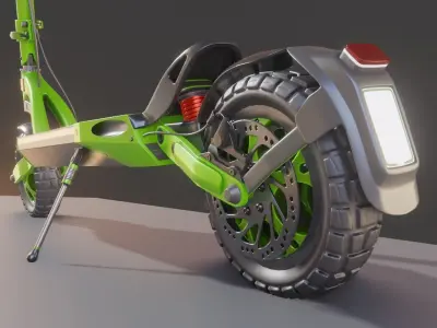 Offroad E-Scooter Green Version Low-poly 3D model