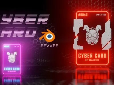 CYBER punk card template for Blender Eevvee render 3D model
