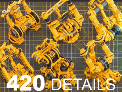 Sci-Fi Hard Surface Mechanical KITBASH 420 DETAILS 3D model