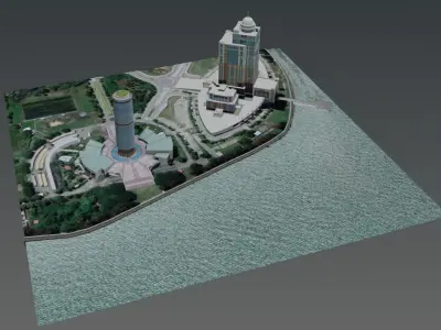 Kinabalu and Tun Mustapha Tower 3D model Low-poly 3D model