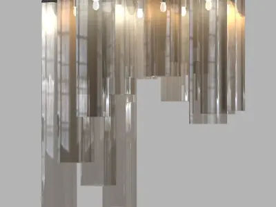 Chandelier modern glass with metal rods Low-poly 3D model