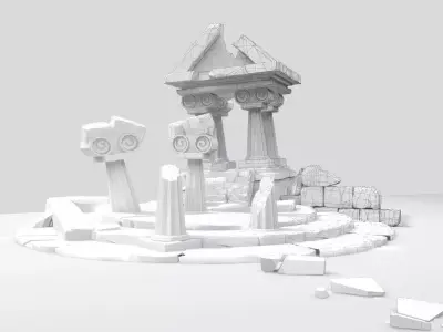 Cartoon Underwater Atlantis City 3D model