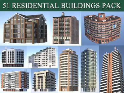 Residential Buildings Pack Low-poly 3D model