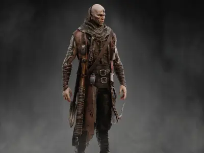 Post Apocalyptic Man Low-poly 3D model