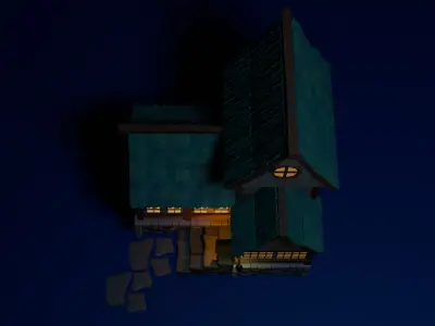 Stylized medival house Free low-poly 3D model