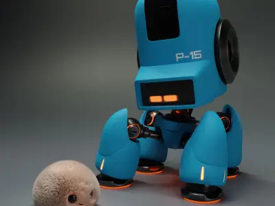 Cute Spider Robot Blue 3D model
