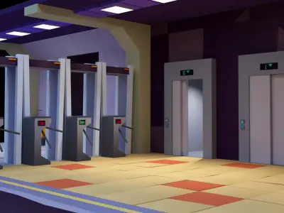 Low Poly Subway Station Blender Model  Game-Ready Low-poly 3D model