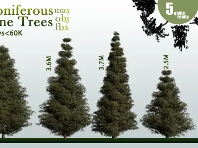 30 Coniferous Pine Trees VOL 01 Low-poly 3D model