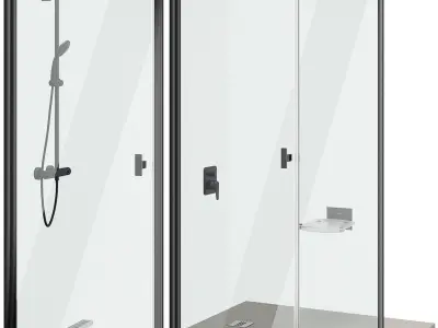 Shower doors Radaway Nes 8 Black set 140 3D model