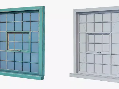 Window Wooden Vintage Low-poly 3D model