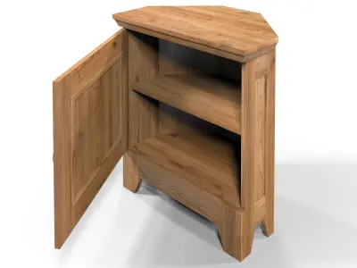 Country Corner Cabinet 1 Door Solid Natural Oak  3D model