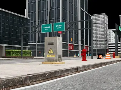 Game Ready City 3D Model Environment Low-poly 3D model