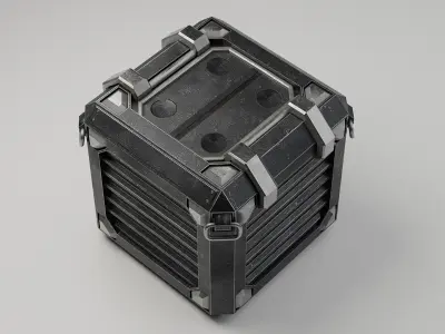 Scifi Metal Crate Low-poly 3D model