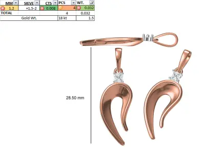 200 JCD  PENDANT EARRINGS SET BULK COLLECTION 2GM LIGHT WT  3D print model