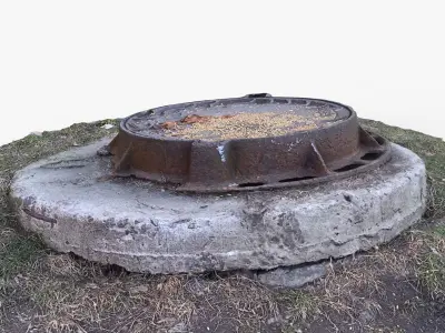 Photorealistic 3D scan of  manhole Hatch cover Sewer Manhole Low-poly 3D model