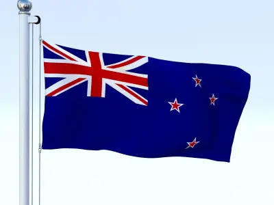 Animated New Zealand Flag Low-poly 3D model
