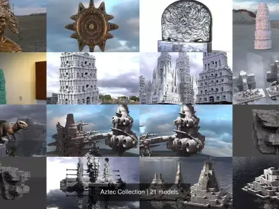 Mayan Collection golden sunburst in sky 3D Model Pack