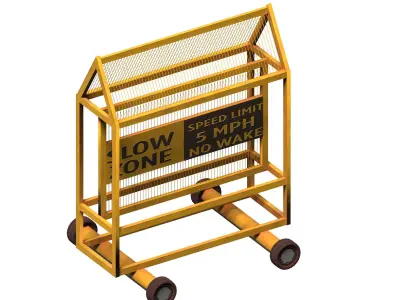 Yellow Mild Steel Police Barriers Low-poly 3D model