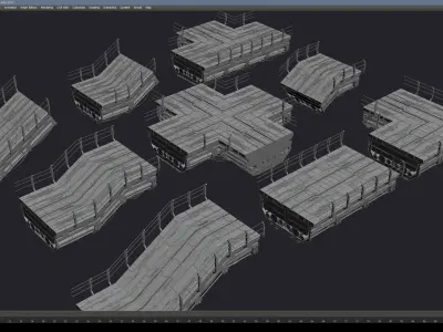 Sci-Fi Road Bridge Kitbash Vol 01 Low-poly 3D model