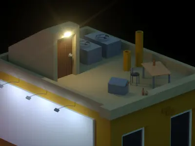 3D Low-poly town street 3D model