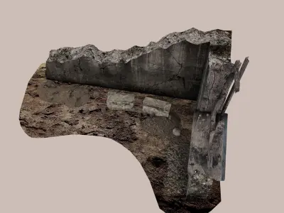 The Corner of the Ruined House Low-poly 3D model