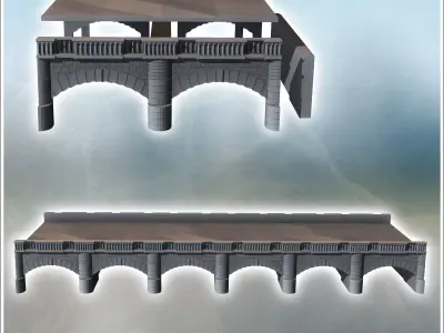 Stone bridge with side pavement and bricks 5 - Modern WW2 WW1 Wo 3D print model