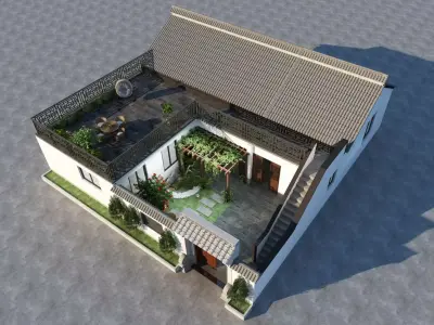 New Chinese style courtyard 3D model