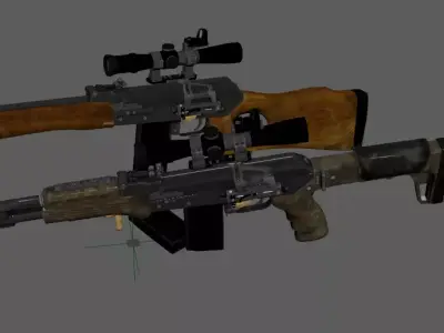 AK-74  SOCOM  Two variants Low-poly 3D model