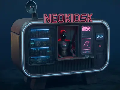 NeoKiosk - Cyberpunk Kiosk - Robot Character Low-poly 3D model
