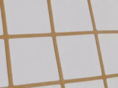 Luxury White Plaster Square Tiles with Gold Recessed Grout PBR Texture