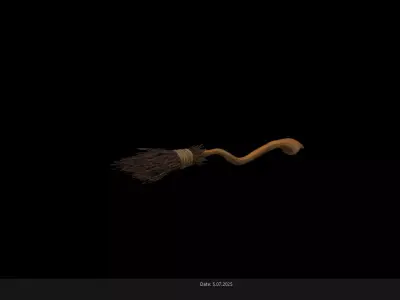 Low Poly Stylized Wooden Broom Stick Low-poly 3D model
