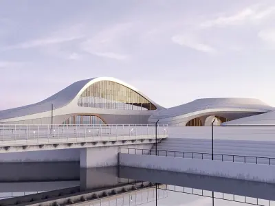 Futuristic building collection 9x 5 3D Model Pack