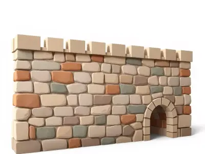 Medieval Stone Wall model pack Low-poly 3D model