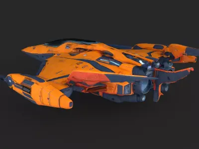 Orange Spacecraft  Low-poly 3D model