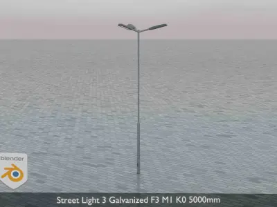 Street Light 3 Galvanized F3 M1 K0 5000mm Low-poly 3D model