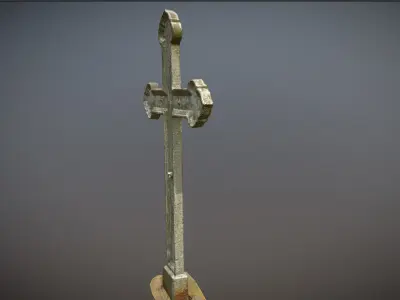 Scanned photorealistic light rusty iron cast cross Low-poly 3D model