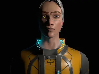 Sci-fi stylized character with plasma pistol Low-poly 3D model