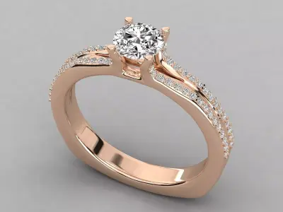 Women Light Weight Solitare Diamond Wedding Ring   30 3D print model