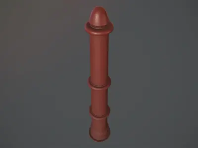 Barrier Bollard pack 5 Red v2 Low-poly 3D model