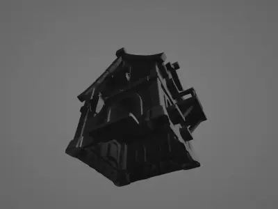 Fantasy Cottage House Game Ready 3D Model - No Textures Low-poly 3D model