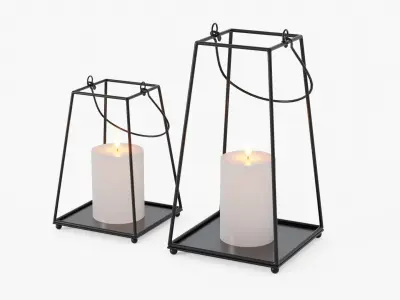 lantern collection candle in glass 3D Model Pack