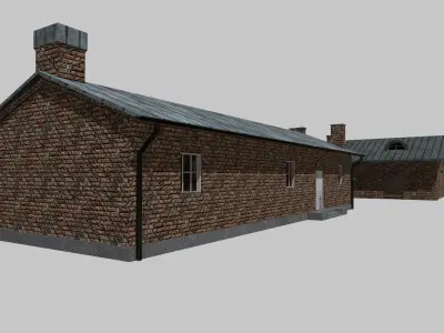 Abandoned Brick Buildings Low-poly 3D model