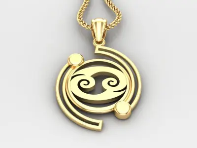 Galaxy Cancer Light Gold Pendant Version 8 3D print model