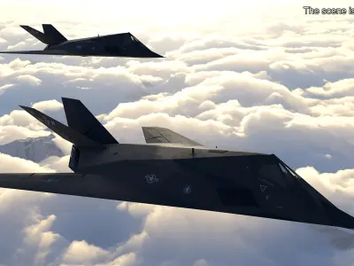  Stealth F-117 Nighthawk with Pilot in Flight 
