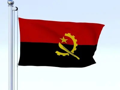 Animated Angola Flag Low-poly 3D model