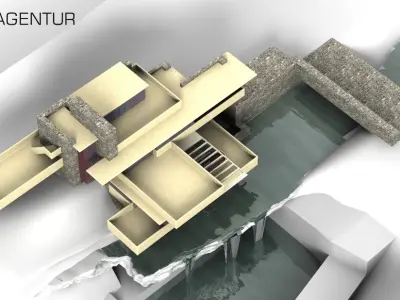 House Fallingwater Frank Lloyd Wright 3D model